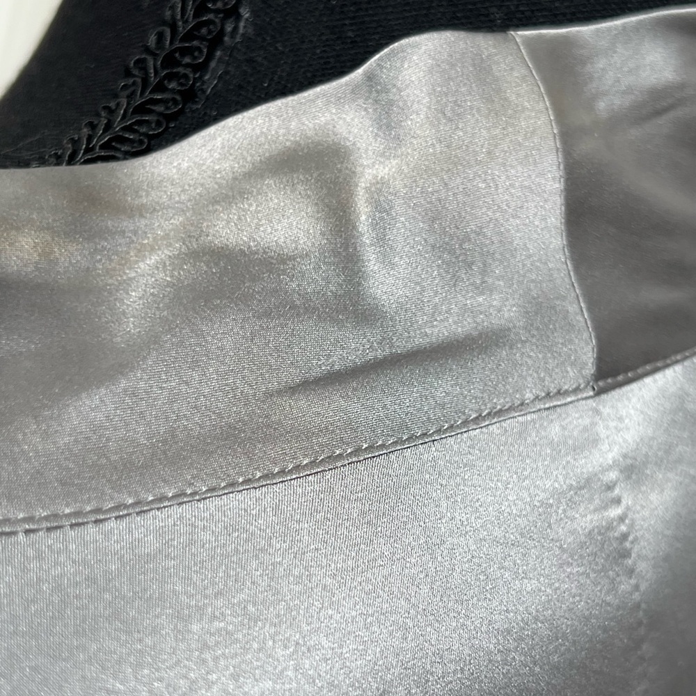 Silver Tie Front Fitted Blouse - Picture 10 of 15